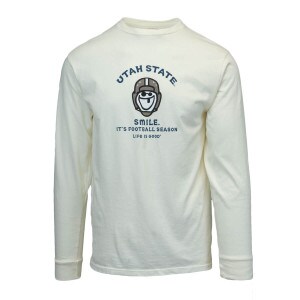 Utah State Life is Good Its Football Season Long-Sleeve Ivory T-Shirt